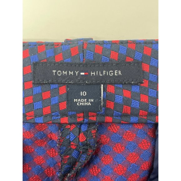Tommy Hilfiger Women's Size 10 Geometric Print Red Blue Career Pants - Picture 2 of 4